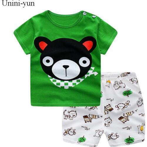 2019 Summer Boys Sets Boy Baby Suit Short-sleeved T-shirt+shorts Cute Cartoon Bear Cotton Fashion Clothes Toddler Boy Clothes