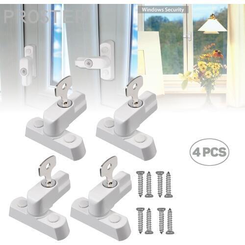 Proster 4 pcs Zinc alloy Child Safe Security Window Door Sash Lock Safety Lever Handle Sweep Security Latch door lock