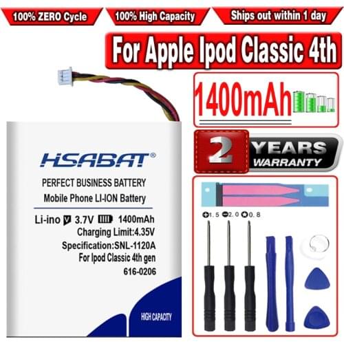 HSABAT 1400mAh 616-0206 616-0183 Battery for Apple Ipod Classic 4th gen / Photo U2 A1059 20 40GB