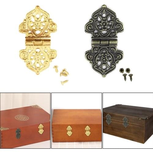 Antique Bronze Mini Lace Hinge Small Decorative Jewelry Wooden Box Cabinet Door Butt Hinges with Nails Furniture Accessories