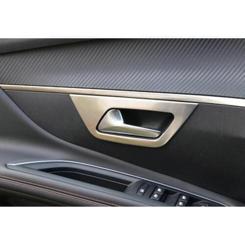 Car Stainless Steel Inner Door Handle Bowl Cover Trim For 2017 Peugeots 3008