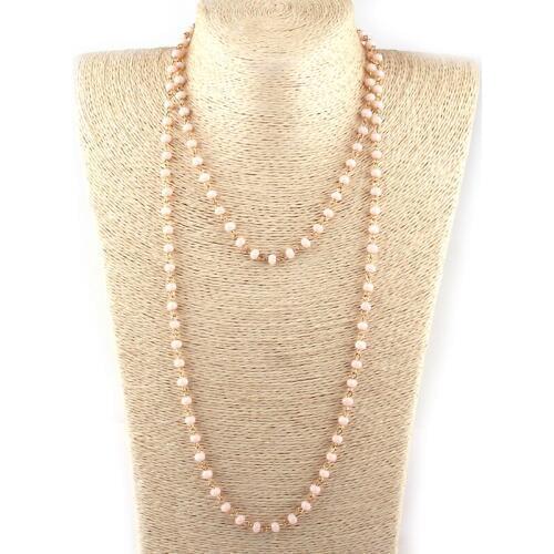 Free Shipping Fashion Bohemian Tribal Jewelry 6mm Glass Crystal Rosary Chain Double layer Long Necklace Women Ethnic Necklace