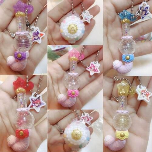 Bandai Sailor Moon Gashapon Keychains MINI Transfiguration Magic Wand Anime Figure PVC Collections Toys Pendant Kids Doll Gifts