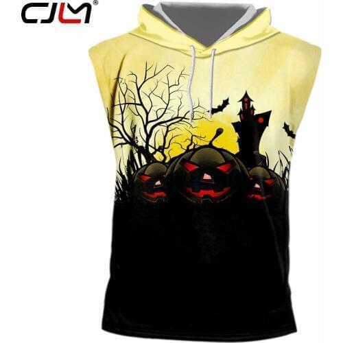 CJLM Halloween Horrible Red Eye Pumpkin Man Hooded Tank Top 3D Printed Mens Best Selling Interesting Tanktop Free Shipping