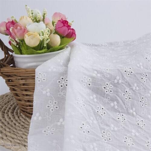 Flower Pure Cotton Lace Fabric Embroidery Eyelet Lace Scallop Border For DIY Costume Bridal Gowns Boho wedding Dress 1 yard