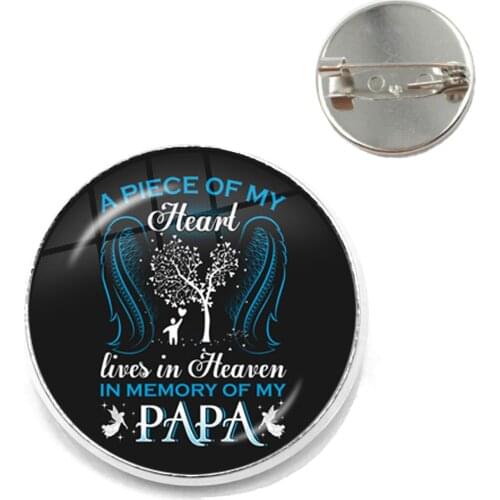Tree Of Life Angel Wing Glass Dome Brooches Collar Pins Badge A Piece Of My Heart Lives In Heaven In My Memory Of My Son Dad Mom