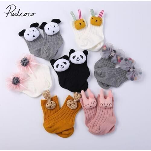 Double Pair Autumn Infant Baby Toddler BOY Socks 2020 Newborn Baby Cotton Cute Girl Kids 3D Animal Flowers Decoration Socks