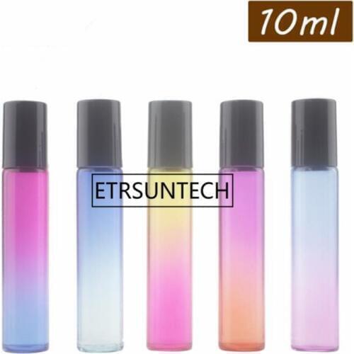 10ml Gradient Color Essential Oil Roller Bottle Glass Roller Balls Perfumes Lip Balms Glass Roll On Bottle F1671
