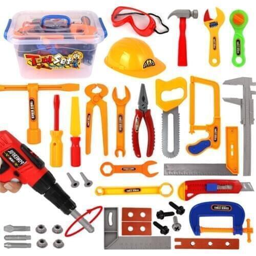 Simulation Toy Vehicle Toy Toolbox Electric Drill Helmet Set Maintenance Tool Childrens Educational Toys Boy Girl