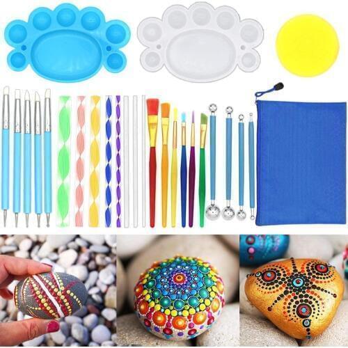 Mandala Dotting Tools,Mandala Painting Tool Kits Brushes Paint Tray for Painting Rocks Coloring Drawing & Drafting Art Supplies