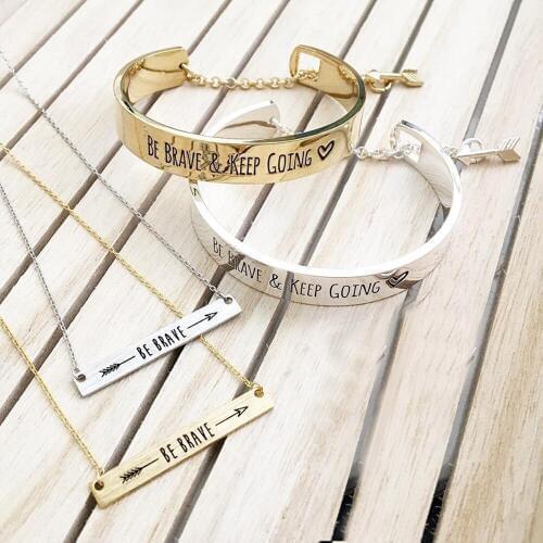 Classic Arrow Bracelet Engraved Be Brave Bracelet for Women Inspirational Cuff Bracelet&Bangle Jewelry Gift