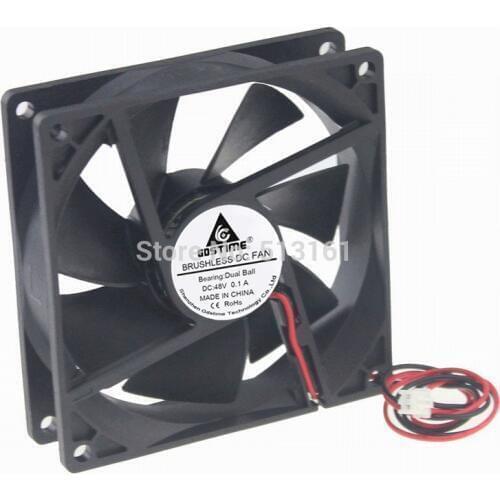 50Pcs Gdstime Server Square Fan DC 48V 90mm 92x92x25mm 9225 2 Wire Ball Bearing Cooling Cooler 92mm