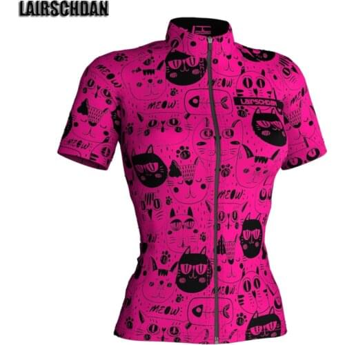 LairschDan 2021 Pink Cycling Jersey Short Sleeve Womens Bicycle Summer Breathable Shirt Bike Riding Wear Roupa Ciclismo Feminina