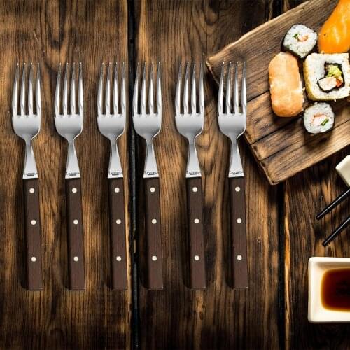 Lazbisa Kitchen Knife Set Steak Meat Fork Restaurant Stylish Wenge Wood Handle 6 Pcs Набор кухонных ножей, стейка, вилки для мяс
