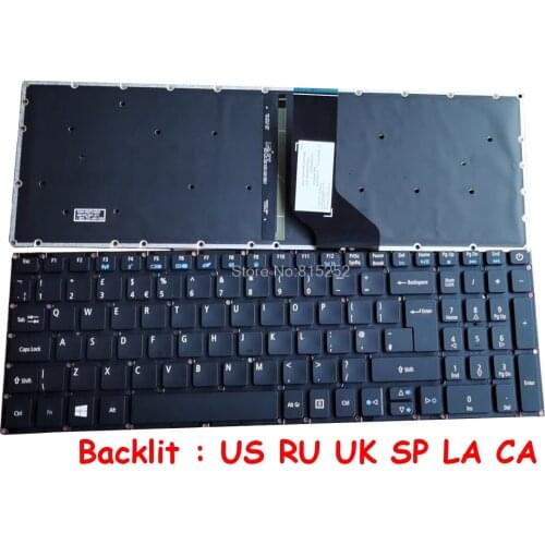 Backlit UK RU SP LA US Keyboard For ACER E17 E5-722 E5-772 V3-574G E5-573T E5-573 E5-573G E5-573T E5-532G F5-571 E3-573G-571R