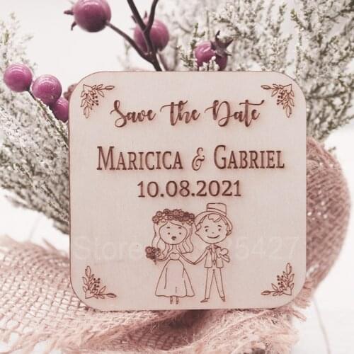 Personalized Save The Date Magnet, Wedding Save The Date, Square Save The Date Magnets, Wood Wedding Magnet, Cheap Save The Date
