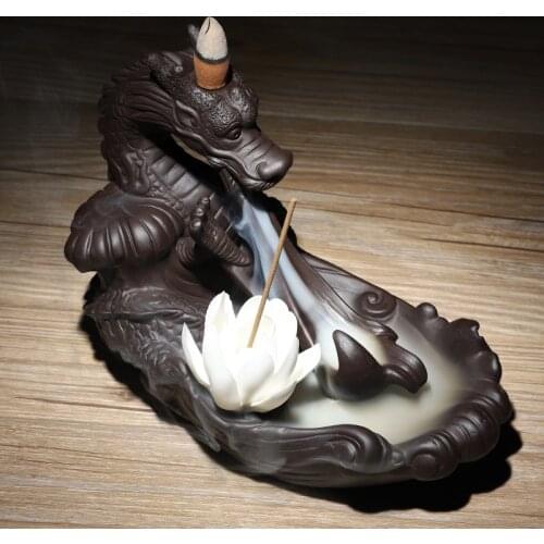 Smoke Dragon Backflow Incense Burner Ceramic Perfume Incense Sticks Holder for Zen Home Decor Aromatherapy Relaxation Gifts Big