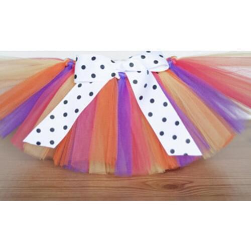 Multicolor Girls Skirt Baby 100% Handmade Tulle Ballet Pettiskirt Tutu with Dots Ribbon Bow Kids Birthday Party Skirts Clothes