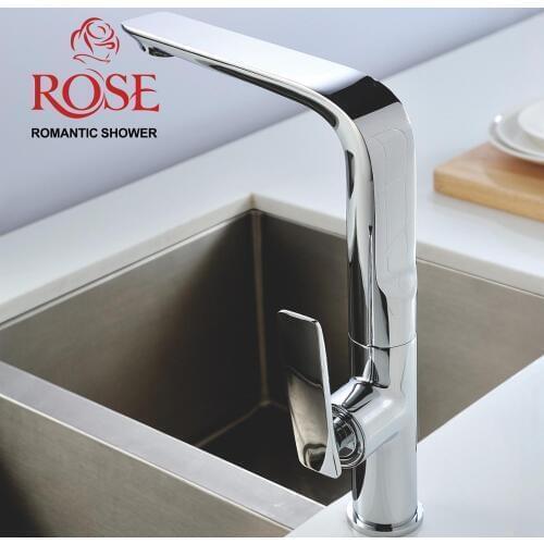 ROSE kitchen faucet, brass kitchen faucet, faucet for hot and cold water Kitchen water faucet,pouring water in the kitchen,water mixer with spray,sink faucet in the kitchen R2713