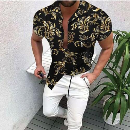 Summer Mens Shirts Men Hawaiian Casual Cardigan Button up Shirts 2021 Fashion Streetwear Printed Short-sleeve Blouses Tops