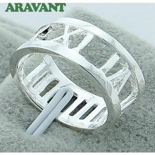 925 Jewelry Simple Roman Rings For Women Party Fashion Silver Plated Jewelry