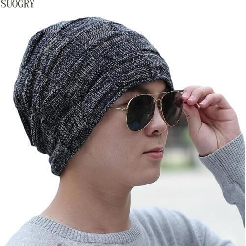 Warm And Comfortable Mans Winter Knitted Cotton Cap Plus Velvet Thick Ski Mask Hat Turban Hat Male Fashion Men Hats Beanies