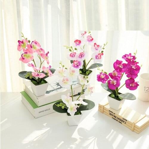 Tri-Forked Phalaenopsis Bonsai Creative Decorations Artificial Flowers Simulating Plant