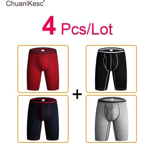4Pcs/lot Mens Fat Boxer Pants Large Size Long Wear Resistant Running Underwear Cotton Dry And Comfortable Sports Shorts