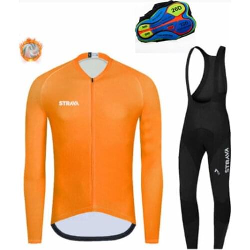 STRAVA High Quality Winter Sublimation Uniform Men Long Sleeves Cycling Jersey Shirts Pants Set ,Bike Bicycle Team Clothing Wear