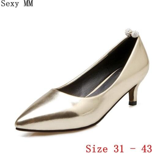 Low High Heels Ladies High Heel Shoes Women Stiletto Woman Party Wedding Shoes Kitten Heels Plus Size 31 32 33 - 40 41 42 43