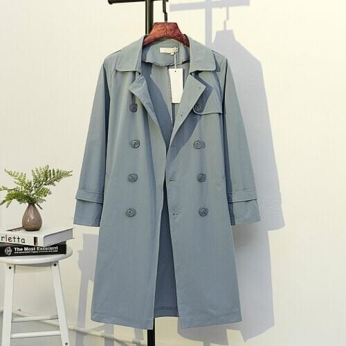 Girls Autumn Long Double Breasted Blue Overcoat Loose Casual OuterWear Women Trench Coat Plus Size 4xl 5xl Winter Windbreaker
