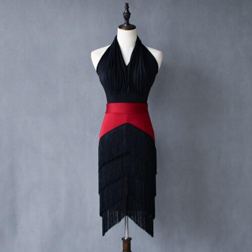 2021 Latin Dance Dress Female Adult Sexy Tassel Fringed Skirt National Standard Dance Halter Top Samba Dancing Performance