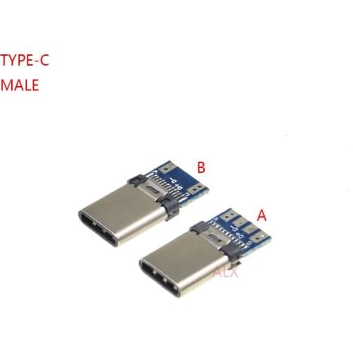 10PCS USB 3.1 TYPE-C MALE CONNECTOR test board 24PIN male Plug to solder wire & cable Adapter For Mobile Phone fast Charging