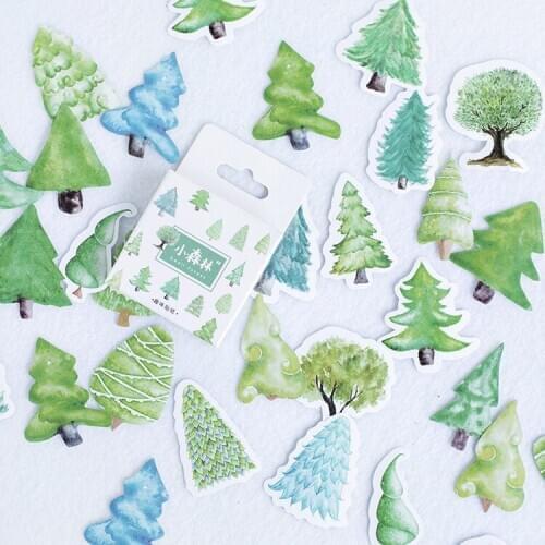 46PCS/PACK Kawaii Cute Forest Tree Sticker Marker Planner Diary School Stationery Stickers Scrapbooking Bullet Journal sl1505