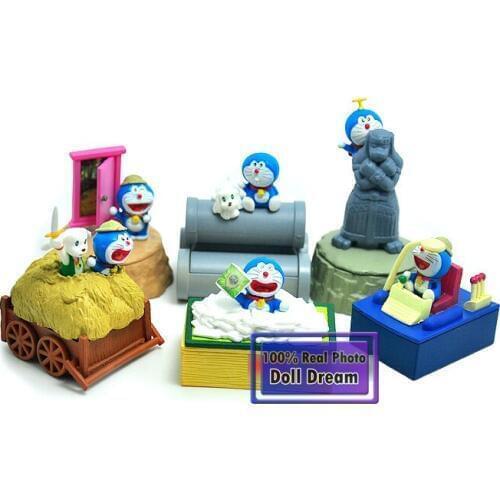 5-8cm 6pcs/lot Japanese classic anime figure kawaii cute Doraemon daily Scenes action figure set collection model toys for girls