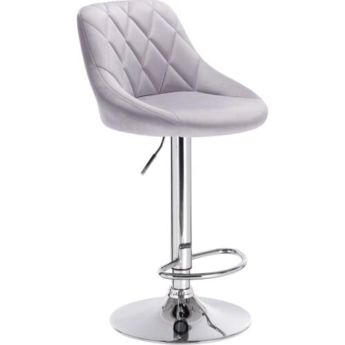 1PC Velvet Bar Stool with Footrest Adjustable Lifted Swivel Dining Room Chairs Soft Comfortable Bar Chairs Home Furniture