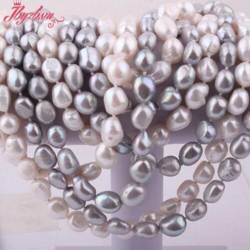 8x9-9x11mm Natural Freeform Freshwater Pearl Gem Stone Beads Fashion Handwork Necklace 45" Not Button,Wholesale Free shipping
