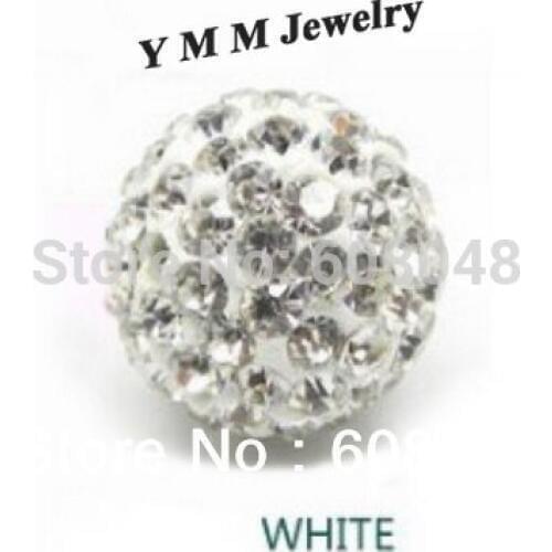 10mm White Hip Hop Disco Ball Loose Findings Charm Beads 24pcs/lot Free Shipping