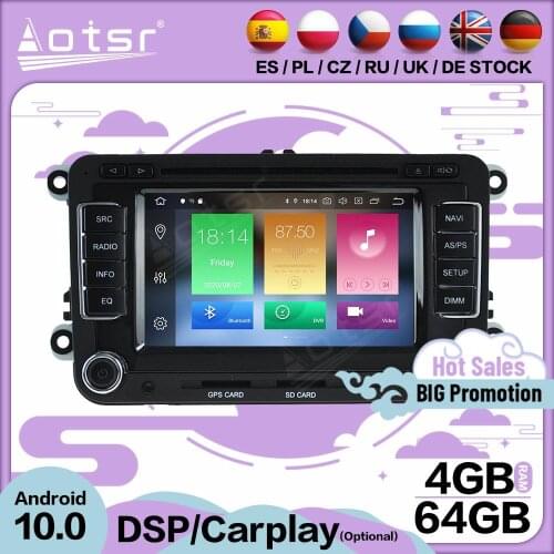 Carplay Multimedia Stereo Android 10 Player For VW Golf 6 Passat B6 B7 Touran Polo Tiguan GPS BT Audio Radio Receiver Head Unit