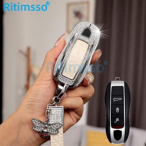 Zinc Alloy+Leather Car Key Cover Case Shell for Porsche Boxster Cayenne Panamera Macan Cayman 911 918 996 997 991