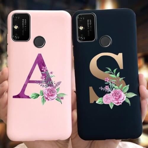 For Honor 9A Case Custom Name Initial letter Phone Case For Huawei Honor 9A MOA-LX9N Soft Silicon Back Cover on Honor9A 2020 Bag