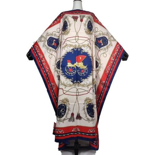 Dashiki Loose Printed Silk kaftan Maxi dress One Shoulder African Women Muslim Abaya Robe Dress African clothing