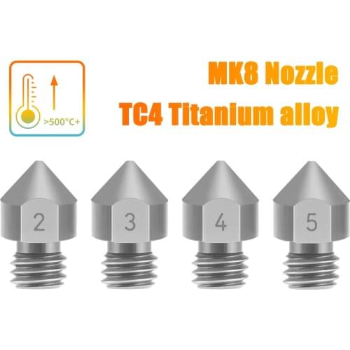 3D Printer TC4 Titanium Alloy MK8 Nozzle Reprap 1.75mm 0.2/0.3/0.4/0.5mm for Ender 3 CR10 Ender 5 Two trees Bluer Sapphire pro