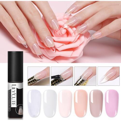 LILYCUTE 5ml Quick Extension Gel Soak Off UV Gel Polish for 3D Decoration Pink Nail Color Nail Gel