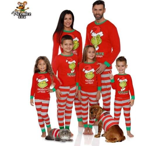 Cotton Family Matching Sleepwear Clothes Mother Father Kids Cartoon Print Pajamas Christmas Mom and Me Warm Nightwear Clothing