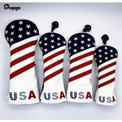 Pretty USA Golf Driver Fairway Woods Hybrid Covers 135ut Stars Embroidery Complete Set Mascot Novelty Gift