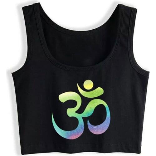 Crop Top Sport Om In Pastel Colors Buddhism And Goa Gift Fashion White Cotton Tops Women