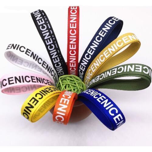 Hot multicolor sale 1meters Printing "NICE" Letter grosgrain ribbon polyester Manual diy headwear garment accessories ribbon 1cm