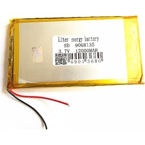 Size 9068135 3.7V 12000mAh Lithium polymer Battery with Protection Board For Tablet PCs Free Shipping