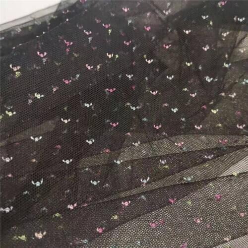 Cute Embroidery Rainbow Polka Dots Tulle Lace Fabric Soft Veil Mesh Tulle Net For DIY Wedding Veil Dress Blouse Tutu dress